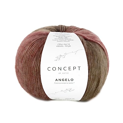 ANGELO by Concept de Katia.Knäuel 100 Gramm und 450 Meter (Braun-Rot-Beige (202)) von Katia