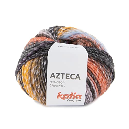 Aztekische Wolle Katia Knäuel 100 Gramm und 180 Meter (Lila Orange Gelb (7887)) von Katia