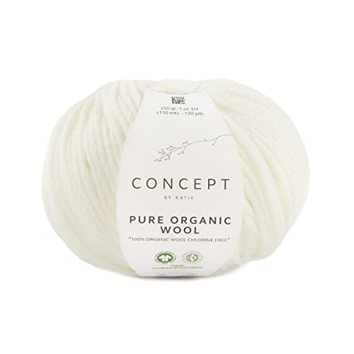 Biowolle Katia Pure Organic Wool GOTS Wolle gots zertifiziert biologische Merinowolle (50 - Naturweiß) von Katia