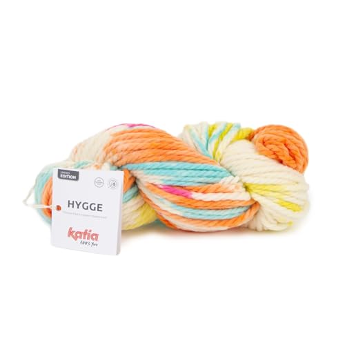 HYGGE by Katia in 100-Gramm-Knäuel und 80 Metern. (503 - Neonorange, helles Türkis-Fuchsia-Zitronengelb) von Katia