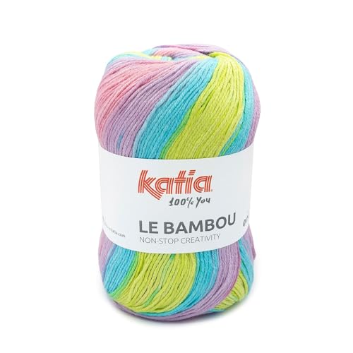 LE BAMBU von Katia in 100 Gramm und 120 Metern Knäuel (Hell-Pistazie - Neongrün - Türkisblau - Rosa (101)) von Katıa