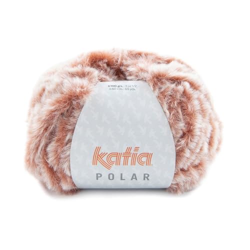 Katia Polar ist ein sehr weiches und flauschiges Haargarn. Zum Stricken mit Nadeln 7-8 oder Häkeln von 6-8 (Perlmutt (96)) von Katia