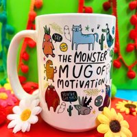 Die Monster Tasse Der Motivation - Neuer Job Start Uni Vertrauensschub Riesentasse Große Katie Abey von KatieAbey