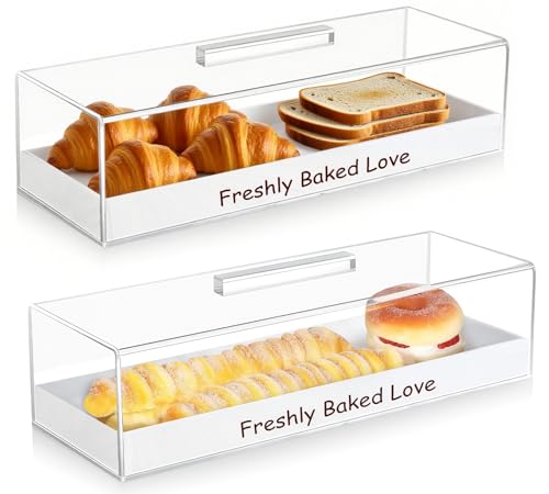 Katieyca Transparente Acryl-Bäckerei-Vitrine, Gebäck-Aufbewahrungsbehälter mit Schiebedeckel, transparente Lebensmittel-Präsentationsbox für Brot, Brötchen, Desserts Katieyca Transparente Acryl-Bäckerei-Vitrine, Gebäck-Aufbewahrungsbehälter mit Schiebedeckel, transparente Lebensmittel-Präsentationsbox für Brot, Brötchen, Desserts von Katieyca