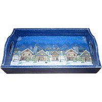 Kleines Tablett Aus Holz Weihnachten Winterlandschaft von KatisCreativWelt