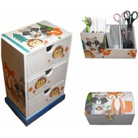 Set Stiftebox, Minikommode, Kleine Truhe Fuchs Waschbär Aus Holz Als Ordnungshelfer Für Den Schreibtisch Set Stiftebox, Minikommode, Kleine Truhe Fuchs Waschbär Aus Holz Als Ordnungshelfer Für Den Schreibtisch von KatisCreativWelt
