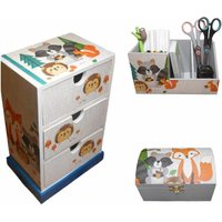 Set Stiftebox, Minikommode, Kleine Truhe Fuchs Waschbär Aus Holz Als Ordnungshelfer Für Den Schreibtisch Set Stiftebox, Minikommode, Kleine Truhe Fuchs Waschbär Aus Holz Als Ordnungshelfer Für Den Schreibtisch von KatisCreativWelt
