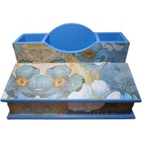 stiftebox Organizer Blumen Blau Aus Holz stiftebox Organizer Blumen Blau Aus Holz von KatisCreativWelt