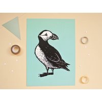 Poster Papageientaucher A4, Tierillustration Puffin von KatjaRub