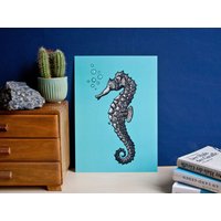 Poster Seepferdchen, Tierillustration A4 von KatjaRub