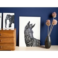 Poster Zebra A4, Tierillustration von KatjaRub