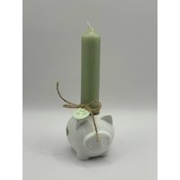 Kerzenhalter "Glücksschweinchen" Aus Raysin Art. Nr. 045 von KatjasDekoideenShop