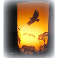 Runde Windlicht Tischdeko Afrika Wilde Tier Servietten Elefanten Deko Savanne Adler Sonnenuntergang von Katjasdeko