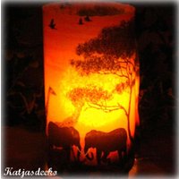 Runde Windlicht Tischdeko Afrika Wilde Tier Servietten Elefanten Deko Savanne Giraffe Sonnenuntergang Andr von Katjasdeko