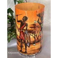 Runde Windlicht Tischdeko Afrika Wilde Tier Servietten Elefanten Deko Savanne Grün von Katjasdeko