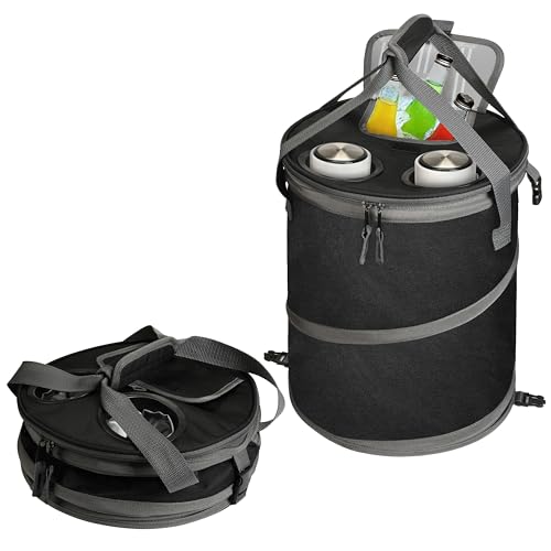 Kato Tirrinia Kühltasche Groß Faltbar 30L(39 Dosen), Isolierte & Auslaufsicher Kühlbox für Flaschen, Tragbar Thermotasche für Auto Einkaufen Picknick Strand Camping, Schwarz von Kato Tirrinia