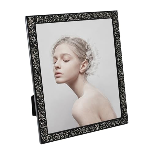Katolang Bilderrahmen Glänzender Rand aus Metall Fotorahmen für Wand oder Tischplatte Display Luxus Glitzer Wandmontage Display Bilderrahmen Schwarz 15,2 cm von Katolang