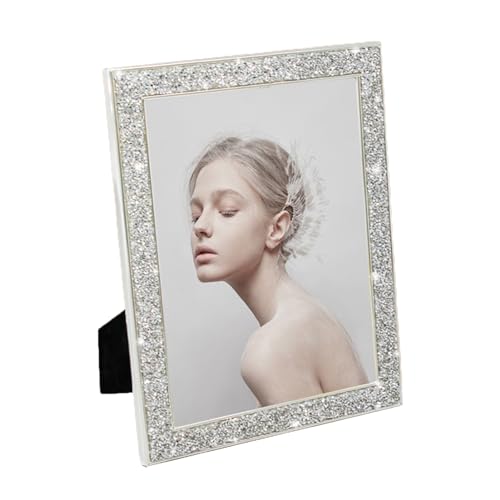 Katolang Bilderrahmen Glänzender Rand aus Metall Fotorahmen für Wand oder Tischplatte Display Luxus Glitzer Wandmontage Display Bildschutz Rahmen Silber 15,2 cm von Katolang
