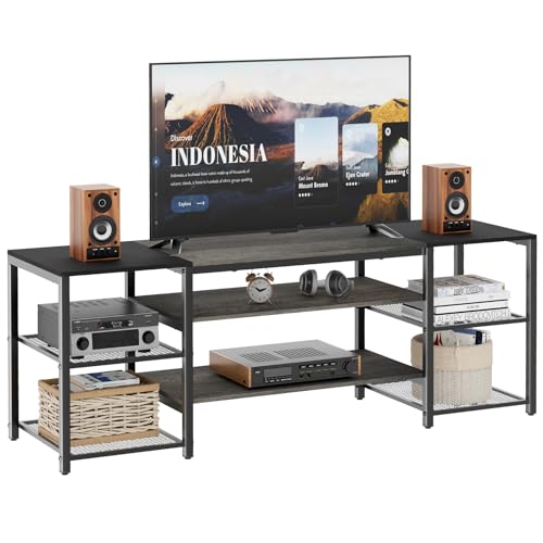Katrawu TV-Ständer lang Entertainment Center mit Steckdosen und Lichtern von Katrawu