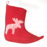 Katrin Leuze Nikolaus Stiefel Handfilz Elch rot von Katrin Leuze
