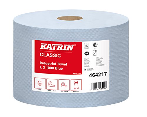 Katrin 464217 Classic L3 Industrie Rolle, 3-lagig, 22 cm Breite, blau (2 Stück) von Katrin