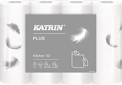 Katrin Küchenrolle, Küchenpapier, 3-lagig: Katrin Plus Kitchen 50, sehr saugfähig, weiß, 4 Rollen von Katrin