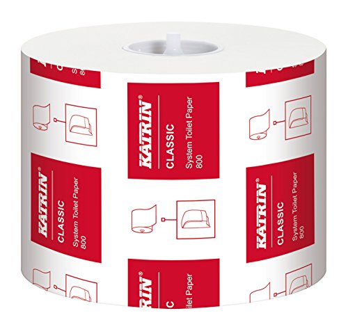 Katrin Toilettenpapier 2 lagig, WC Papier– Classic System Toilet 800 – 36 Rollen x 800 Blatt, weiß von Katrin