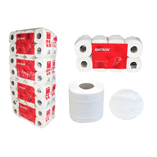 Großpackung mit 64 Rollen Toilettenpapier | 2-lagig | Katrin Toilet 250 | weich und angenehm | je 250 Blatt | 100% Recycling | ideal für Hotel und Gaststättenbranche | von Katrin