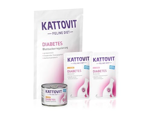 KATTOVIT - Diabetes Probierpaket Small speziell für Katzen mit Diabetes oder Übergewicht. Blutzuckerregulierendes Katzendiätfutter als Trocken- und Nassfutter KATTOVIT - Diabetes Probierpaket Small speziell für Katzen mit Diabetes oder Übergewicht. Blutzuckerregulierendes Katzendiätfutter als Trocken- und Nassfutter von Kattovit