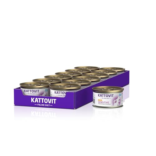 KATTOVIT - Sensitive Nassfutter für Katzen | Diät-Katzenfutter als Alleinfuttermittel. Gluten- & getreidefrei | Hypoallergen, für ausgewachsene Katzen | 12 x 85 g Huhn KATTOVIT - Sensitive Nassfutter für Katzen | Diät-Katzenfutter als Alleinfuttermittel. Gluten- & getreidefrei | Hypoallergen, für ausgewachsene Katzen | 12 x 85 g Huhn von Kattovit
