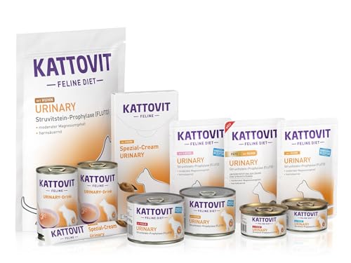 KATTOVIT - Urinary Probierpaket Medium für ausgewachsene Katzen mit Harnwegserkrankungen | Trocken- und Nassfutter, Cat Cream und Drink als Snack für Katzen mit Struvitsteinen KATTOVIT - Urinary Probierpaket Medium für ausgewachsene Katzen mit Harnwegserkrankungen | Trocken- und Nassfutter, Cat Cream und Drink als Snack für Katzen mit Struvitsteinen von Kattovit