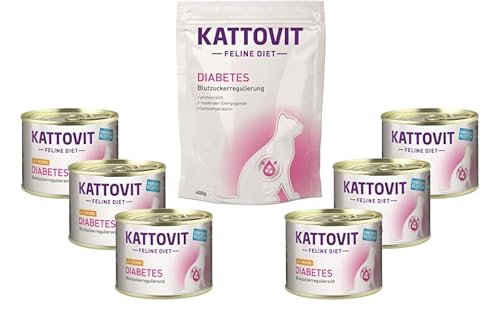 Kattovit Feline Diet Diabetes/Gewicht Bundle | 6X 185g Nassfutter & 400g Trockenfutter für Katzen | Diätnahrung zur Regulierung der Glucoseversorgung sowie Verringerung von Übergewicht Kattovit Feline Diet Diabetes/Gewicht Bundle | 6X 185g Nassfutter & 400g Trockenfutter für Katzen | Diätnahrung zur Regulierung der Glucoseversorgung sowie Verringerung von Übergewicht von Kattovit
