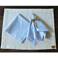 2 Servietten "Seute Schnute" Aus Reiner Baumwolle, Hellblau Fil-A-Fil, Nachhaltig Produktionsüberhängen Hergestellt von KattunLinnendook