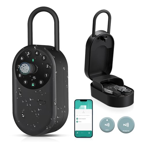 Smart Schlüsselkasten mit Zahlencode & Fingerabdruck, Bluetooth Schlüsseltresor Tuya/Yeeuu App Bluetooth, Schlüsselbox für Zuhause, Airbnb Hosts, Garage(mit Aufhänger) von Katulan