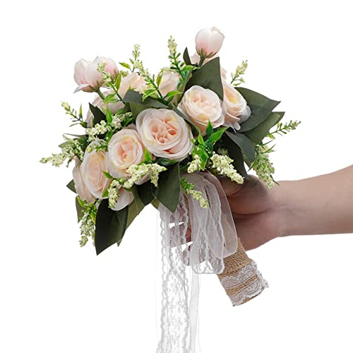 Hochzeit Blumenstrauß Hochzeitsstrauß, Künstliche Rose Blumen Rosenstrauß Bouquet Deko Braut Hochzeitsstrauß Brautjungfern Blumensträusse für Hausgarten Party Hochzeitsdekoration von Katutude