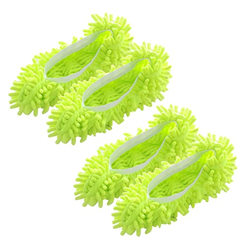 Katutude 2 Paar Bodenwischer Mop-Pantoffeln Mikrofaser Staubmopp Hausschuhe Putzschuhe Bodenreiniger Staubmopp Schuhe Schuhabdeckung für Frauen Mann (Grün) von Katutude