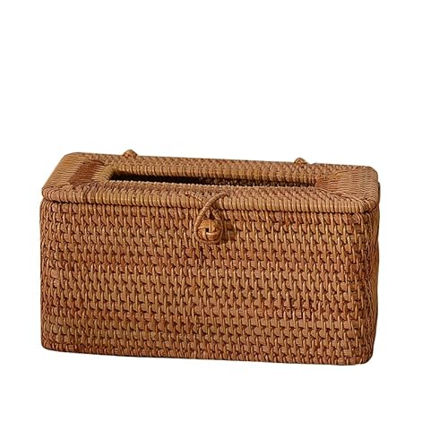 Katutude Taschentuch-Box, Kosmetiktücherbox aus Rattan, Dekorativer Gewebter Tissue Cover Halter, Taschentuchspender, Servietten-Aufbewahrungsbox für Wohnzimmer Esszimmer Büro von Katutude