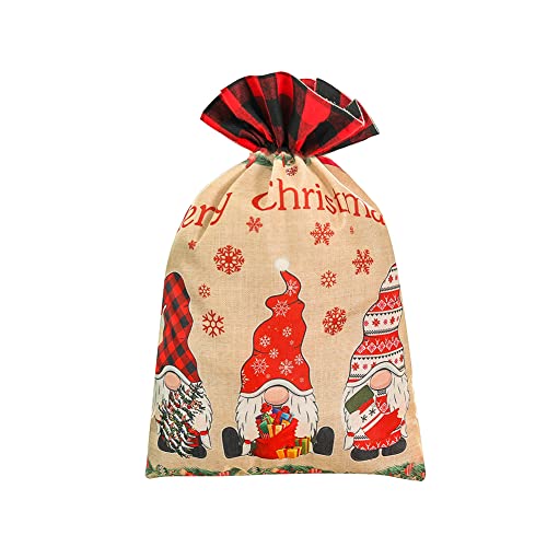 Katutude Weihnachtsmann Sack, 58x37cm Große Leinen Weihnachtstaschen mit Kordelzug zum Verpacken von Geschenken, Weihnachtsmannsack Weihnachten Tasche für Weihnachtsfeier Dekoration von Katutude