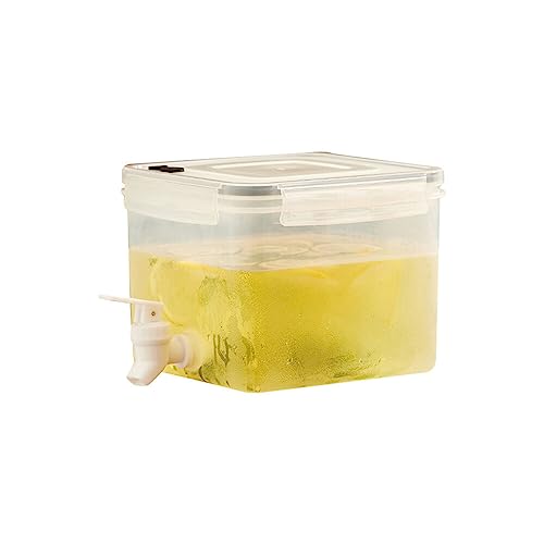 Safteimer Spender, 2L /3.2L /4.2L Getränkespender für Kühlschrank, Kühlschrank-Wasserkocher mit Zapfhahn, Kunststoff Nachfüllbarer Eiswassereimer für Kalte Getränke Obst Teekanne von Katutude