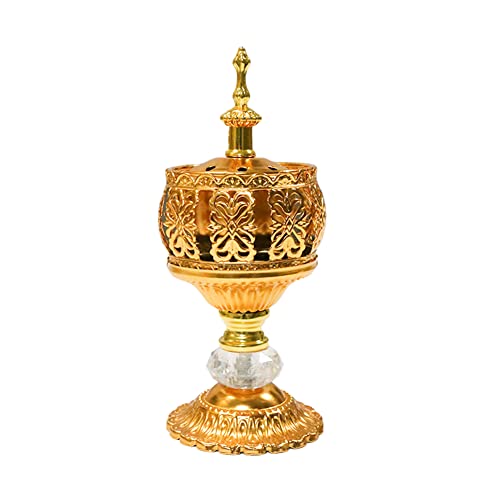 Katutude Vintage Räuchergefäß Metall Weihrauchbrenner Räucherstäbchenhalter mit Deckel, Golden Arabischer Räucherschale Desktop Ornament für Wohnzimmer Deko Aromatherapie von Katutude