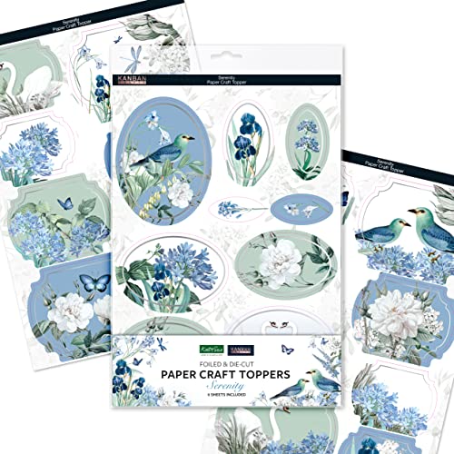 Kanban Crafts 'Serenity' Papier-Bastelaufsätze von Katy Sue – enthält 50 einzelne Kartenaufsätze auf 6 Bögen von Katy Sue