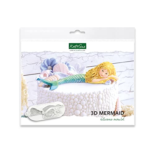 Katy Sue 3D Meerjungfrau Silikonform für Küste & Meer Thema Kuchen Dekorieren & Basteln - Macht eine 3-dimensionale Meerjungfrau 14,5 cm lang x 3,5 cm hoch von Katy Sue