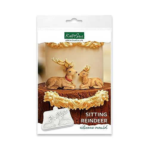Katy Sue Silikonform mit sitzendem Rentier, für 2 Rentiere, Größe 90 x 128 x 10 mm Katy Sue Silikonform mit sitzendem Rentier, für 2 Rentiere, Größe 90 x 128 x 10 mm von Katy Sue