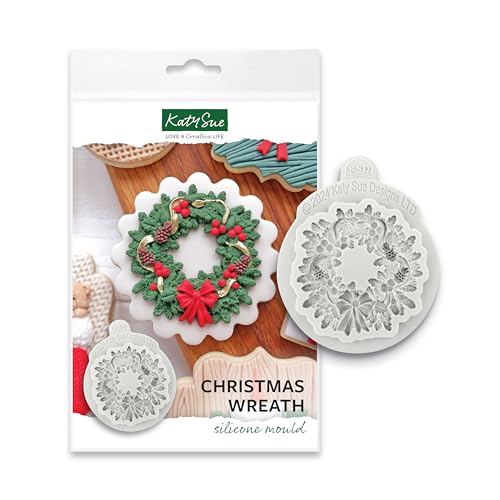 Katy Sue Weihnachtskranz Silikonform für Weihnachtskuchen Dekorieren & Weihnachten Ton Basteln für die Verwendung mit Fondant & lufttrocknendem Ton von Katy Sue Christmas Moulds von Katy Sue