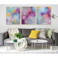 Abstrakte Pastell Triptychon Modernes Giclee Leinwanddruck-Set von KatyaFineArt