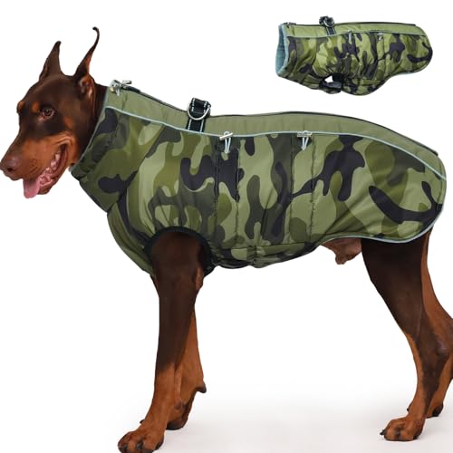 Katzinst Wintermantel Hund Gross, Wasserbeständig Reflektierend Hundemantel mit Geschirr und Rutschfester Reißverschluss, Warm Gefüttert und Kuschelig, Border Collie, Dalmatiner, Armee-Grün, XL Katzinst Wintermantel Hund Gross, Wasserbeständig Reflektierend Hundemantel mit Geschirr und Rutschfester Reißverschluss, Warm Gefüttert und Kuschelig, Border Collie, Dalmatiner, Armee-Grün, XL von Katzinst