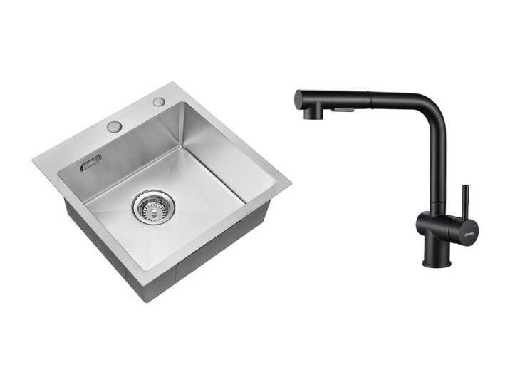 1 Becken Küchenspüle 45x45CM 304 Edelstahl, Einbau- und Arbeitsplattenspüle + Schwarzer Küchenhahn mit ausziehbarer 2-Strahl-Sprühbrause 1 Becken Küchenspüle 45x45CM 304 Edelstahl, Einbau- und Arbeitsplattenspüle + Schwarzer Küchenhahn mit ausziehbarer 2-Strahl-Sprühbrause von Kauf-Unique Marketplace