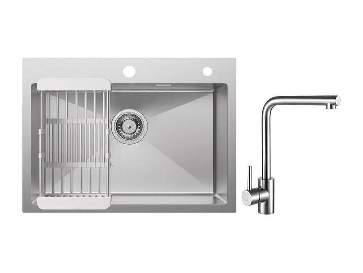 1 Becken Küchenspüle 60×45×18CM Spüle aus gebürstetem Edelstahl mit Abtropfkorb + 360° drehbarer Spültischarmatur Gebürstet von Kauf-Unique Marketplace
