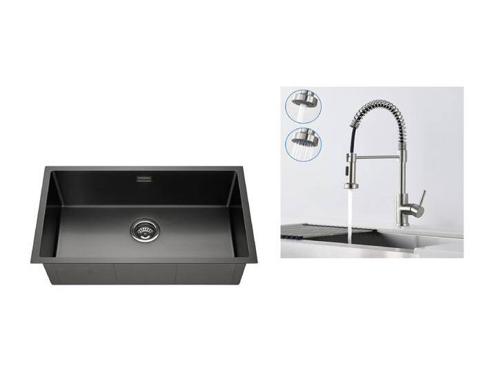 1 Becken Küchenspüle 74*44*20CM, mit Siphon und Überlauf + Feder Küchenarmatur mit ausziehbarer Brause, 2 Modi, 360° schwenkbar, Gebürstet 1 Becken Küchenspüle 74*44*20CM, mit Siphon und Überlauf + Feder Küchenarmatur mit ausziehbarer Brause, 2 Modi, 360° schwenkbar, Gebürstet von Kauf-Unique Marketplace