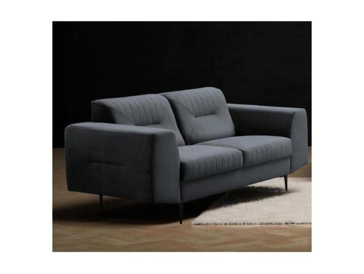 2-SITZER SOFA Venezia dunkelgrau mit schwarzen Beinen von Kauf-Unique Marketplace